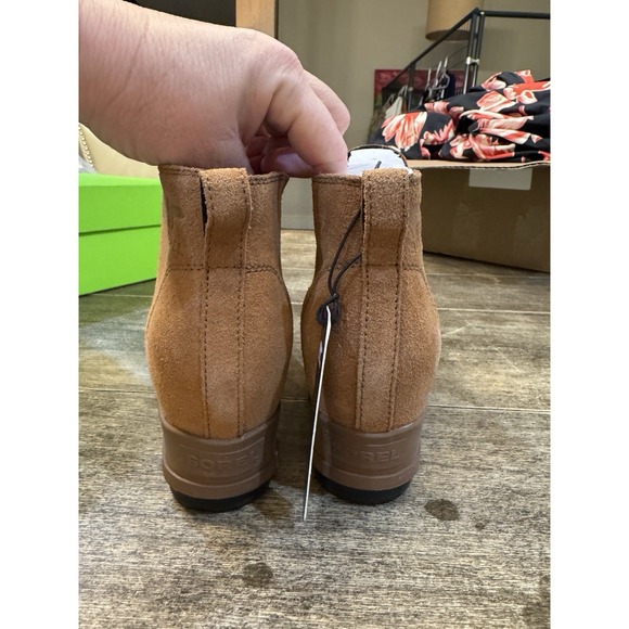 Sorel Women's Evie Leather Wedge Ankle Boot Suede Leather Brown Tan Size 7.5 - Picture 3 of 11